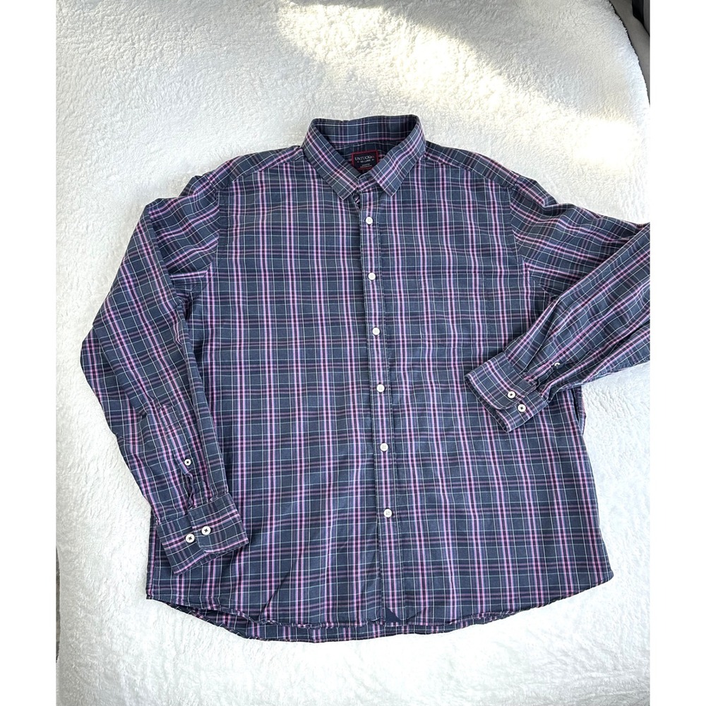 UNTUCKit mens XXL blue pink plaid button down Sarmassa‎ cotton shirt casual